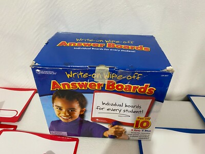Learning Resources Write & Wipe Answer Boards - Set Of 10 Dry-Erase Classroom Boards