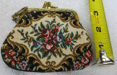 Portamonete vintage con portachiavi 2 scomparti doppio bacio 4" x 3 3/4" - Foto 7 di 7