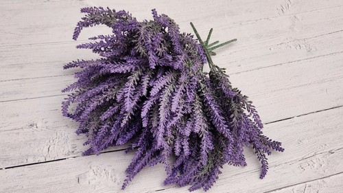 Artificial Lavender Flowers in Bundles Fake Silk Faux Lavender Plant Wooden Pots - Picture 71 of 77