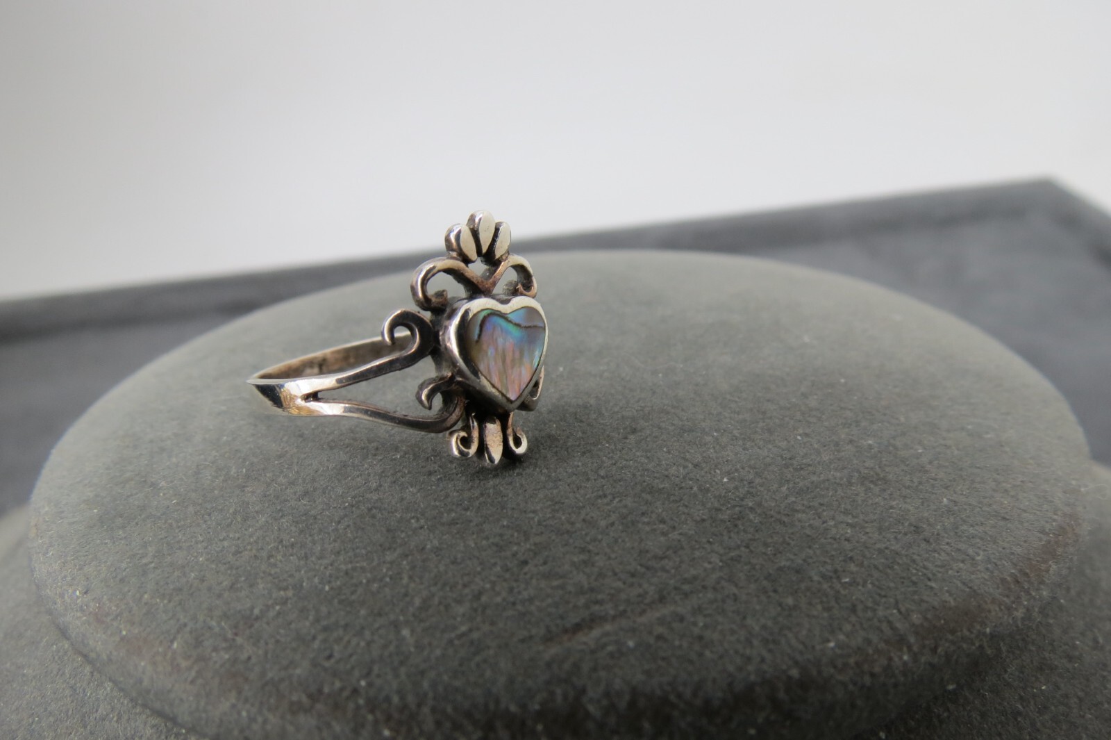 Abalone Heart Ring Sterling Silver Shell Stone Si… - image 8