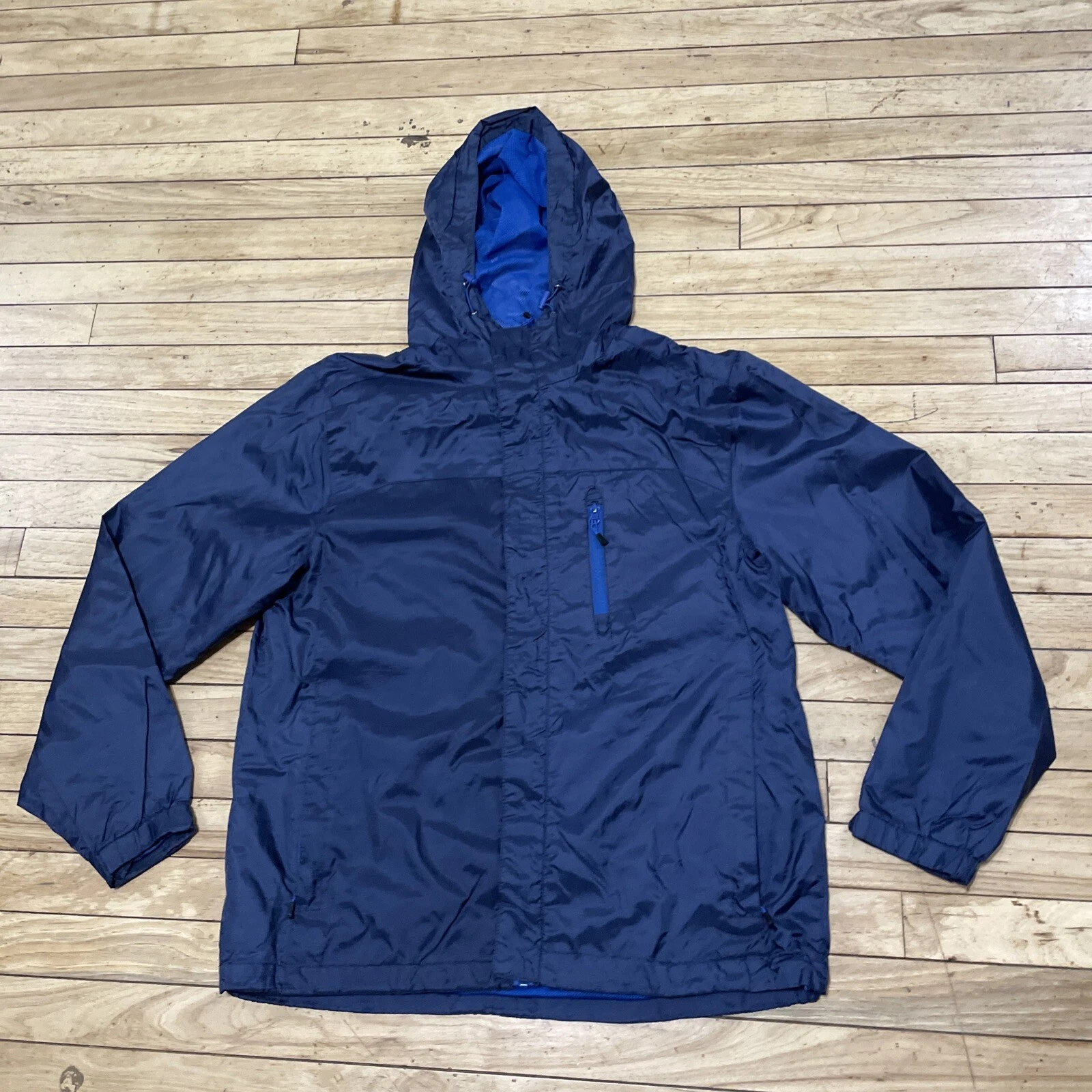 Outdoor Life Windbreaker Rain Jacket Men L Blue Nylon Hooded Lightweight Gorp