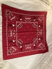 Vintage Levi  s Red White Black Western Bandana Cowboy Saddle Handkerchief 20"