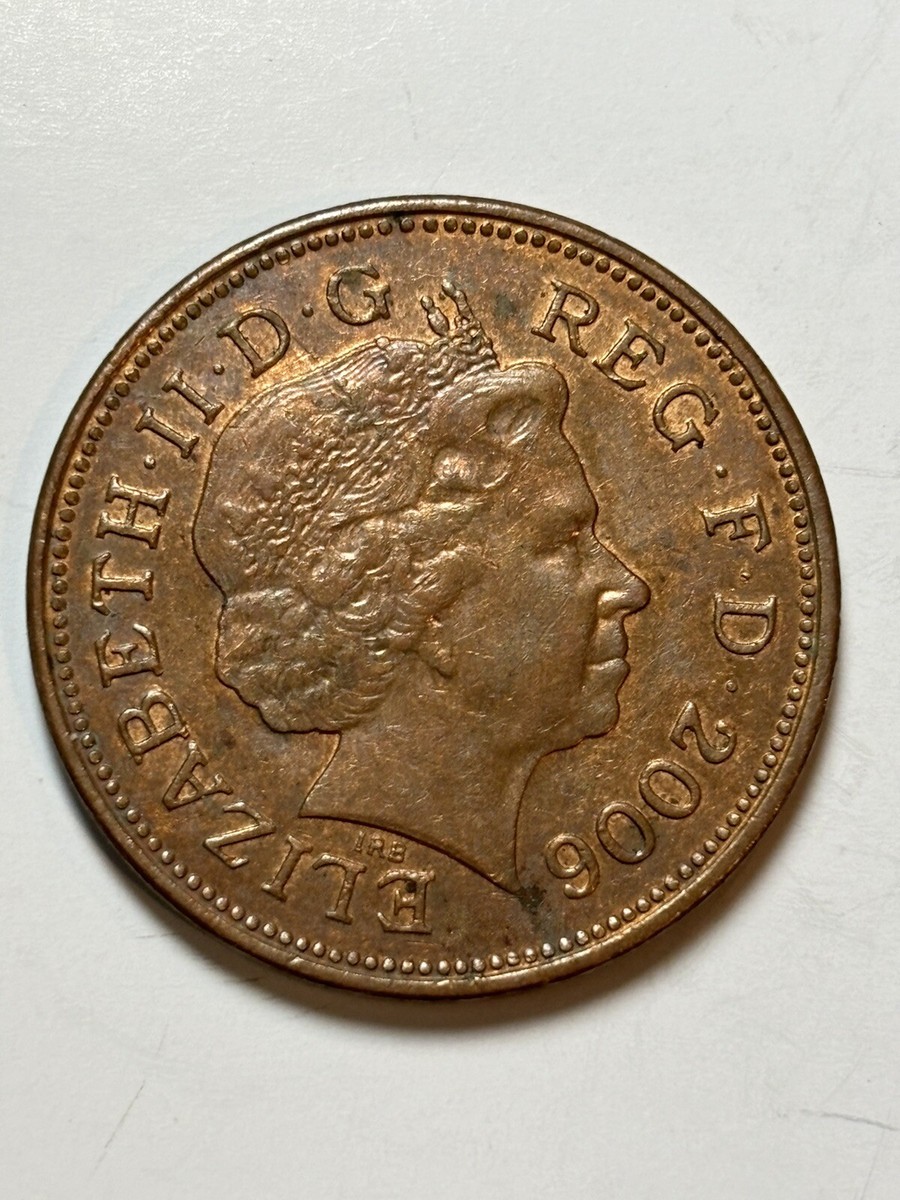 英国　エリザベス2世  2006年　５ポンド　白銅貨　2セット　オリジナルケース 2006 United Kingdom Queen Elizabeth II Two Pence Coin