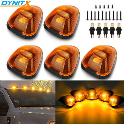 5x Amber LED Cab Roof Marker Lights For 99-16 Ford F250 F350 F450 Super Duty