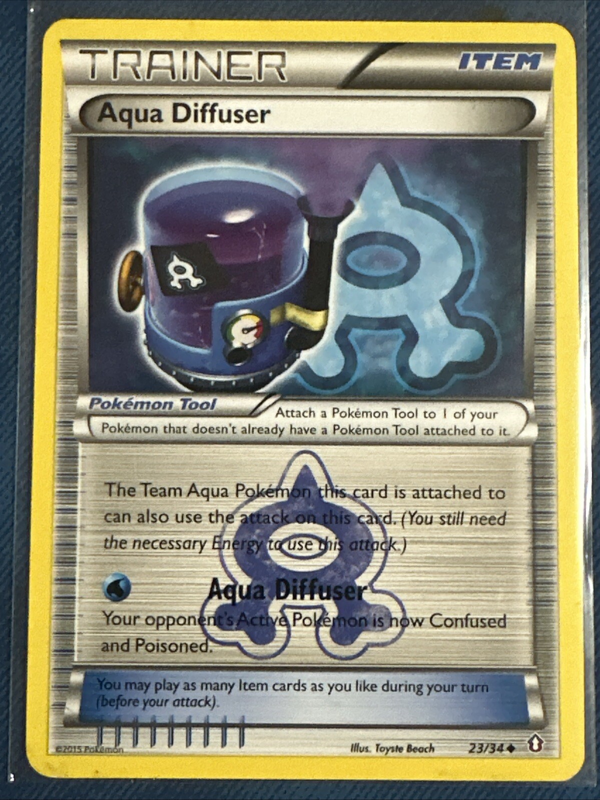 2015 Pokémon Aqua Diffuser Trainer Card XY Evolutions - Mint Condition