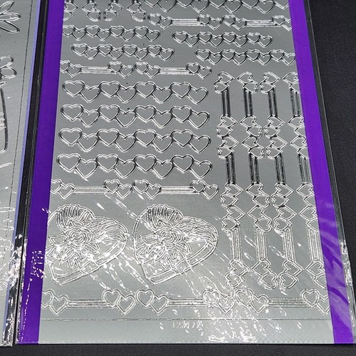 Sticker King - Peel-off Stickers - Silver Lot 3 New - Flowers Hearts - 4 x 9.5" - Picture 2 of 12