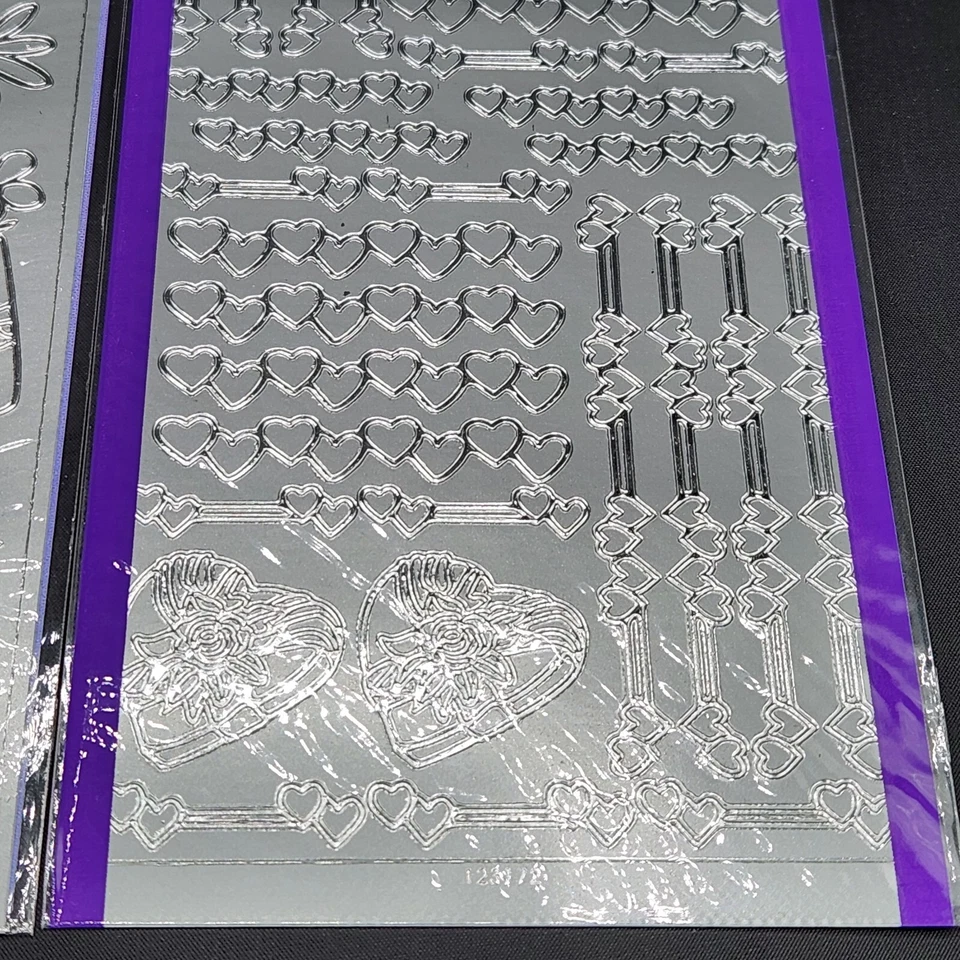 Pegatina Rey - Pegatinas Despelables - Plata Lote 3 Nuevas - Flores Corazones - 4 x 9,5" Foto 2 de 4