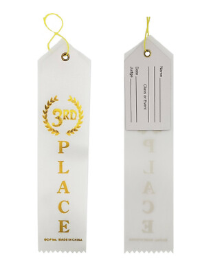 3rd Place (White) Award Ribbons with a Card and String (12 Pack) | eBay