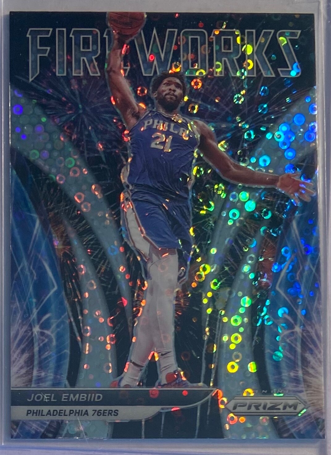 2021-22 Panini Prizm Joel Embiid Fireworks Disco Prizm Insert