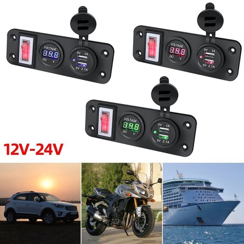 High Quality Durable 12V/24V Dual USB Plug Charger Voltmeter on/Off Switch Panel - 第 9/12 張圖片