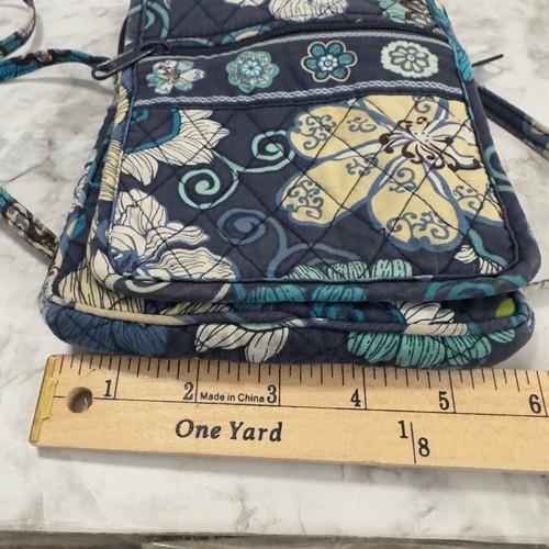 Vera Bradley Crossbody Passport Purse Blue Mod Floral Travel Bag Small Hipster - Picture 10 of 11
