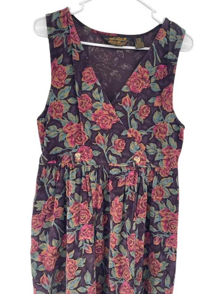 Vestido Jersey Eddie Bauer Vintage Pana Floral Sin Mangas Talla XS Cottagecore Foto 2 de 4
