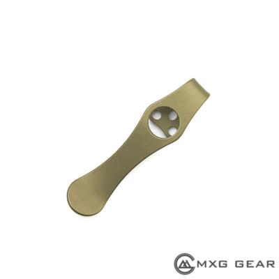 (Bronze Color) Titanium Deep Carry Pocket Clip Made For Spyderco Para 3 Knife