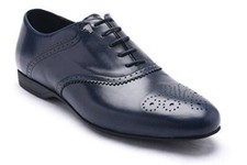 Versace Men's Leather Oxford Lace-Up Dress Shoes Dark Blue Navy 40