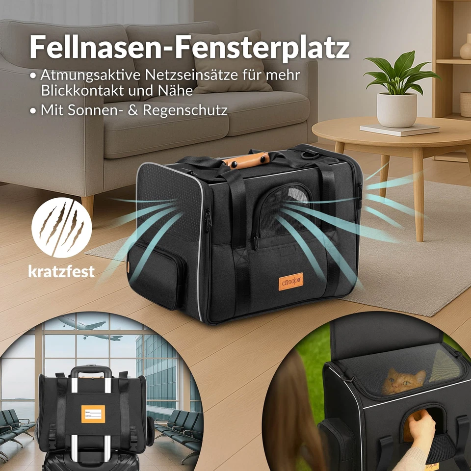 CADOCA® Tiertransporttasche faltbar Hundebox Katzentasche Auto Transportbox - Bild 3 von 4