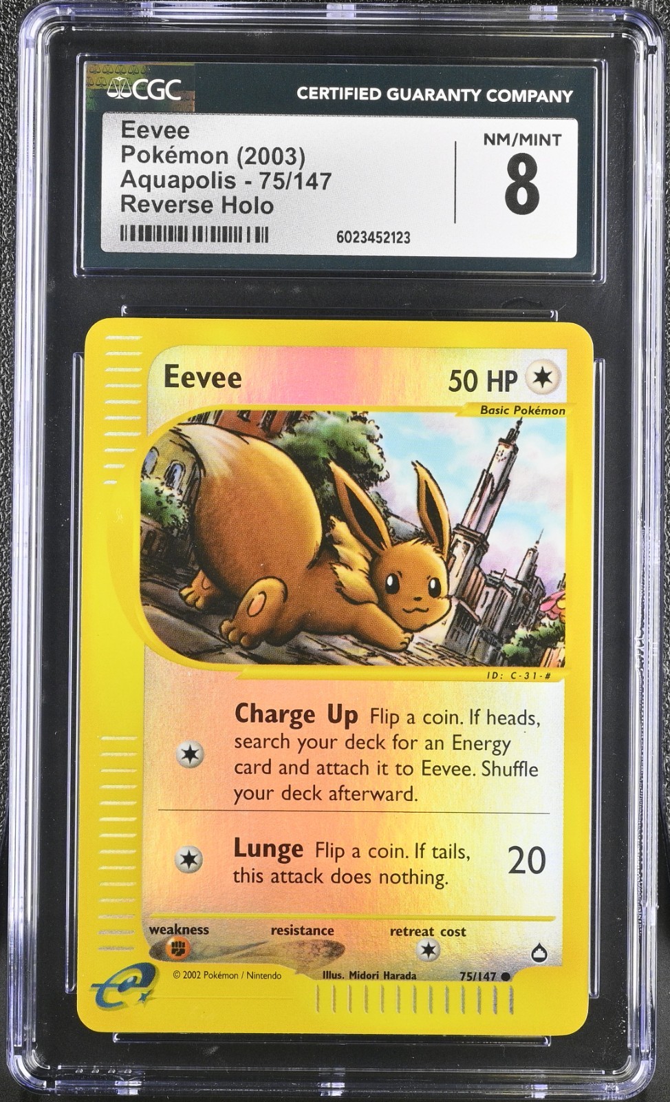 CGC 8 Eevee Reverse Holo 75/147 Aquapolis Pokemon 2003