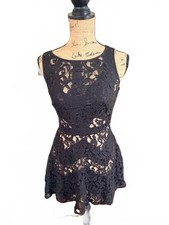 Bebe Black Lace Fit and Flare Dress