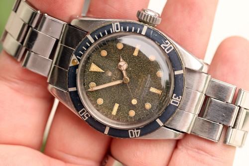 Vintage 1958 Rolex Submariner "Big Crown" ref. 6538 Tropical Dial