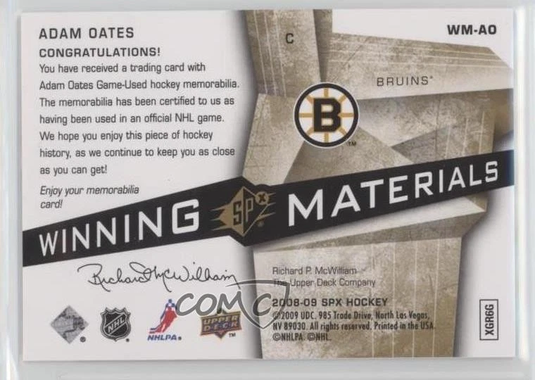 2008-09 SPx Winning Materials Spectrum /99 Adam Oates #WM-AO HOF - Image 2 of 2