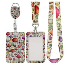 ZOSTLAND Mushroom Badge Holder with Heavy Duty Retractable Reel and Lanyard, ...