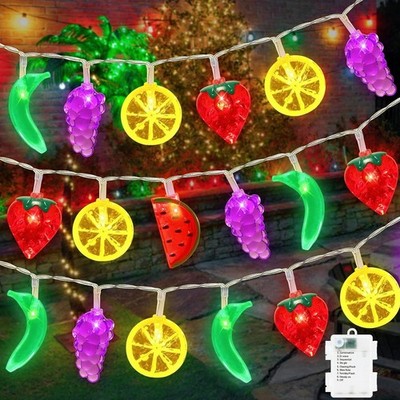 Couah [8 Modes] Summer Fruit 30 LED 16 Ft Indoor Outdoor Lights Battery Operated