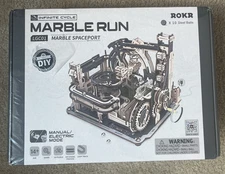 ROKR Marble Run Electric Model Toys Marble Spaceport Wooden 3D Puzzle for Adults