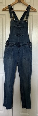 YMI Dream Denim Dungarees Overalls Womens Medium Blue Raw Hem Stretch 30x27