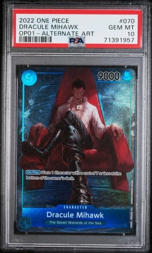 2022 ONE PIECE OP01-ROMANCE DAWN ALTERNATE ART #070 DRACULE MIHAWK PSA 10
