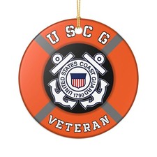 USCG Veteran Coastie 3" Ceramic Christmas Ornament Made In The USA Ships From Th