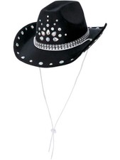 Black Rhinestone Cowboy Hat Adult Costume Accessory