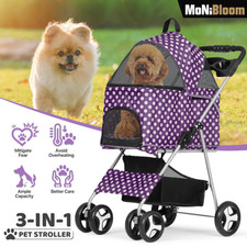 3-in-1 Pet Stroller 4 Wheels,Foldable Dog Stroller w/Cup Holder Storage Basket