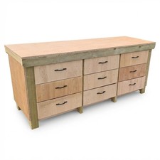 Wooden Eucalyptus Hardwood Top Workbench, Tool Cabinet With Drawers (V.2)