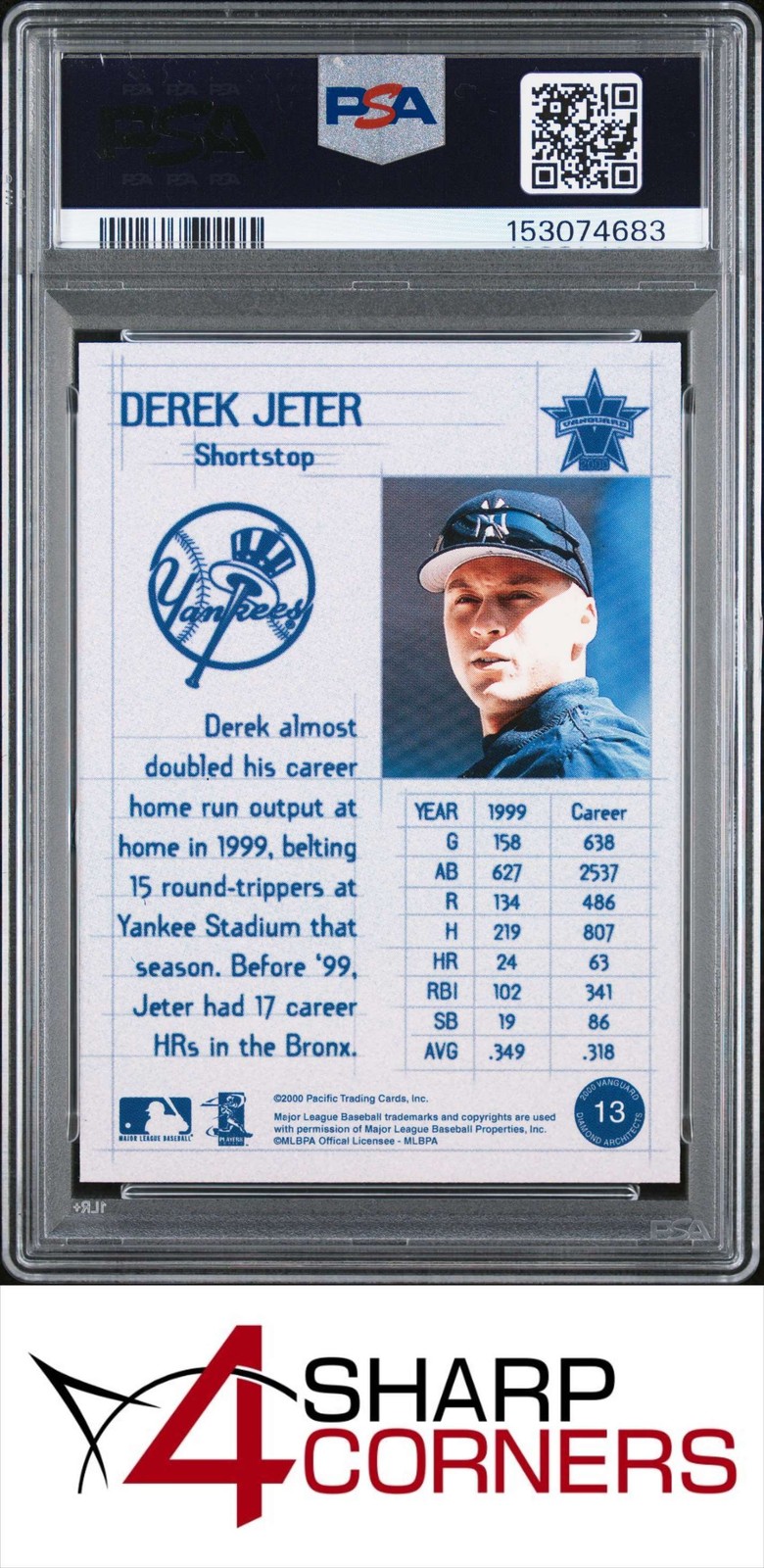 2000 PACIFIC VANGUARD DIAMOND ARCHITECTS #13 DEREK JETER HOF PSA 10 view 2