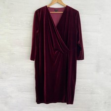 Talbots Burgundy Velvet Faux Wrap Sheath Dress XL