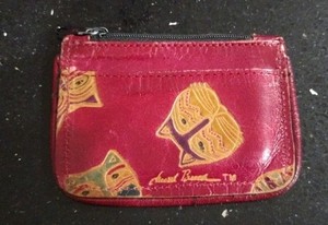 LAUREL BURCH MULTICOLOR CATS DESIGN ZIPPER COIN PURSE POUCH
