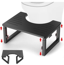 Bamboo Toilet Stool Squat Black, 7 in, 8 in 9 in Adjustable Heights