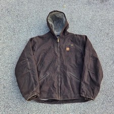 Vintage Carhartt Jacket J141 Dark Brown Hooded Sherpa Lined Mens 3X