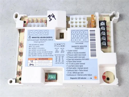 White Rodgers 50A65-843 Intell-Ignition Hot Surface Control Board 156-5405B #34
