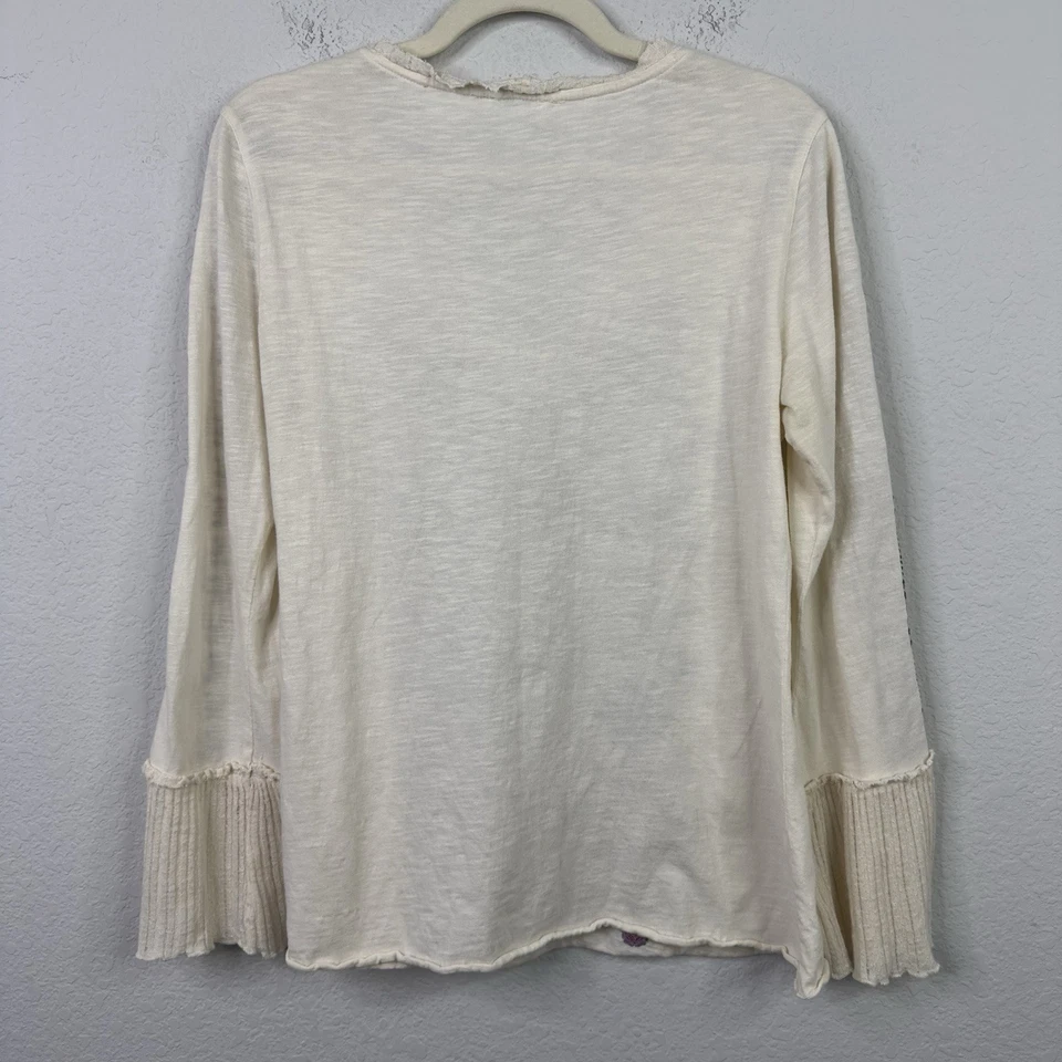 Sundance Shirt Women’s M Cream Floral Cotton Embroidered Boho Peasant Hippie - Image 2 of 4