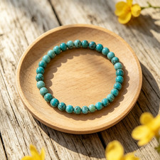 4mm Natural Turquoise Beaded Bracelet Protection Healing Women Dainty Bracelet