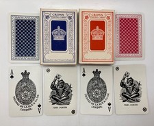 Vintage 1950's Thomas De La Rue London Crown Twin Deck Red & Blue Playing Cards