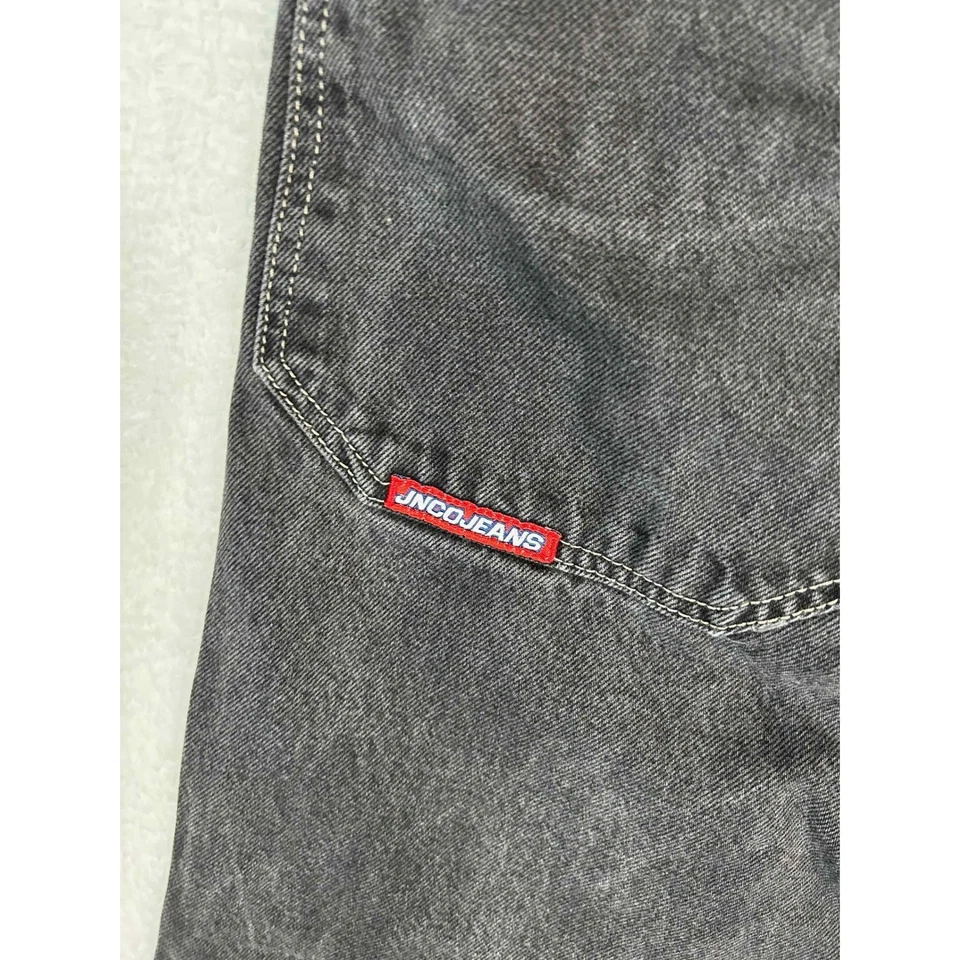 JNCO Jeans Embroidered Dragon Black Denim Pants Wide Leg Y2K VTG Youth Size 16 - Image 4 of 4