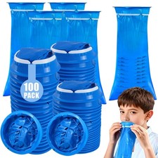 100 Pack Vomit Bags Disposable,1000 ML Portable Blue Emesis Bags