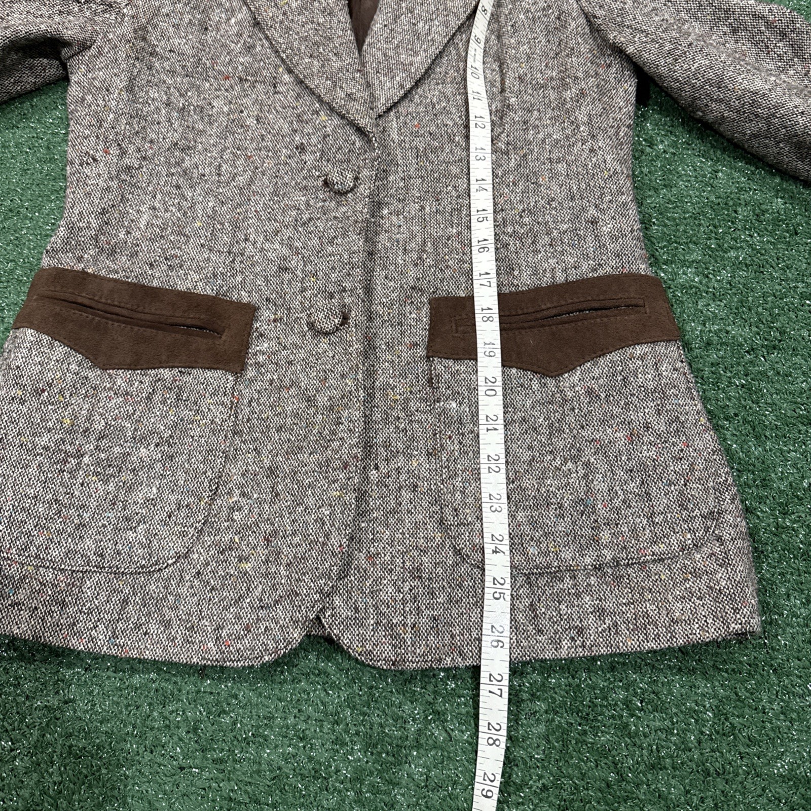 Vintage 70s Ms. Pioneer Western Tweed & Leather 3 Piece Suit Set Brown Size 10