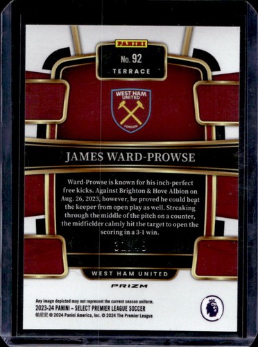 2023 Panini James Ward-Prowse Tie Dye Prizm Terrace #/49 West Ham - Imagen 2 de 2