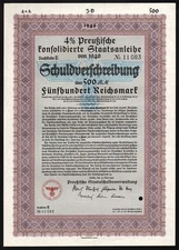 1940 Nazi Germany: Prussian State Loan - Preußische Konsolidierte Staatsanleihe