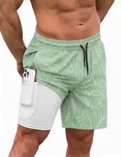 Mens Swimming Trunks Quick Dry Swim Beach Shorts Bathing Suits with 5 Inch In...