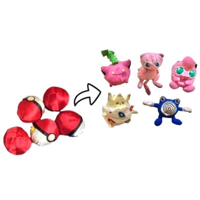 Pokemon Quick Change Reversible Zipper PokeBall Plush Toys Set