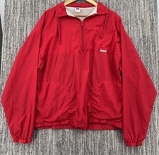VTG 80s Russell Athletic Men's Red 1/2 Zip Up Windbreaker Made In USA Large