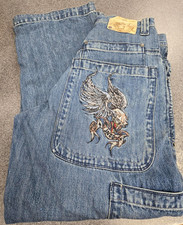 New with Tags Vintage JNCO Men  s 30x30 Jeans Embroidered Skull Wings Flying